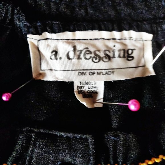 Vintage 1970s 80s Black Mexican Folk Dress Rainbow Smocking Cotton Gauze BOHO Br - Picture 15 of 16